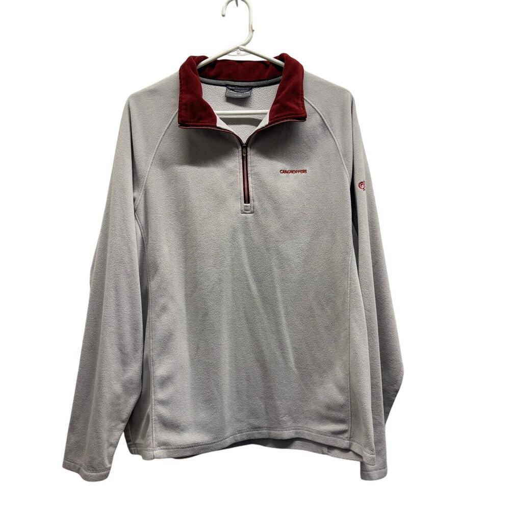 Craghoppers Men's Size XL Light Gray Fleece Quarter Zip Pullover Sweater